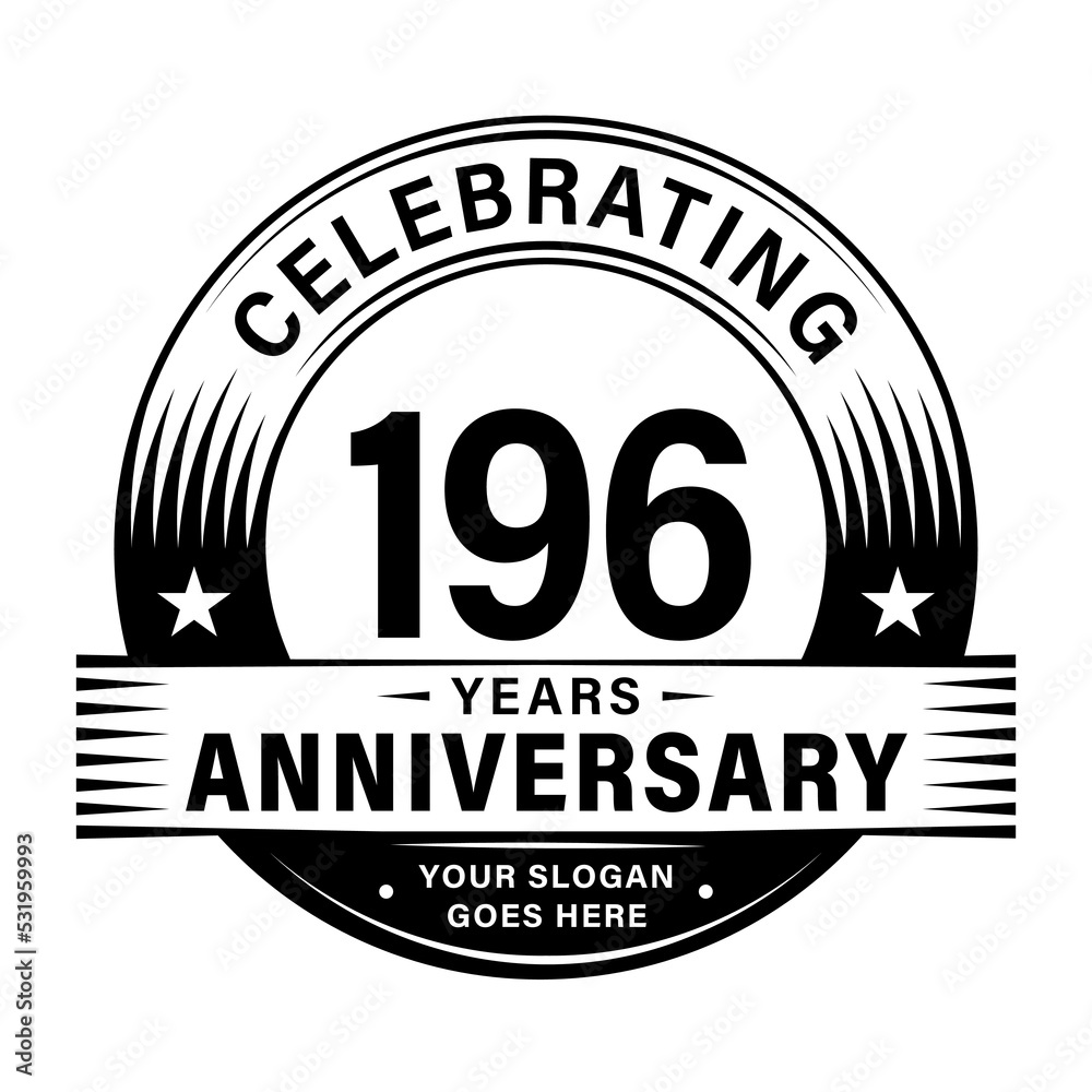 196 years anniversary celebration design template. 196th logo vector illustrations.
