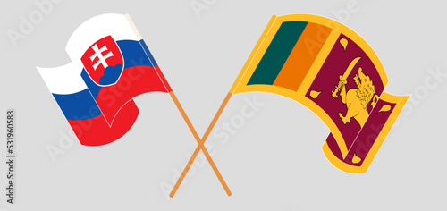 Photography Crossed and waving flags of Slovakia and Sri Lanka