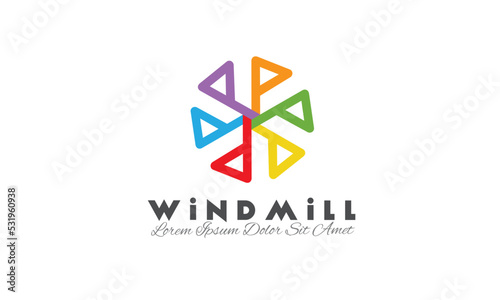 Colorful windmill logo design template vector illustration