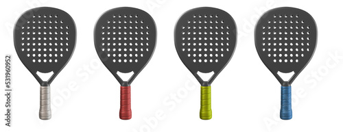 set of padel rackets on transparent background photo