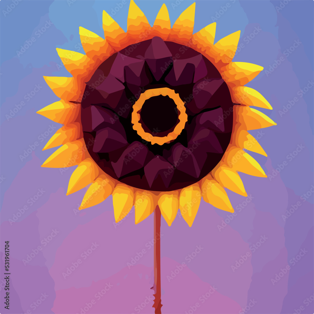 Sunflower Low poly concept on white background Sunflower Low poly concept on white background