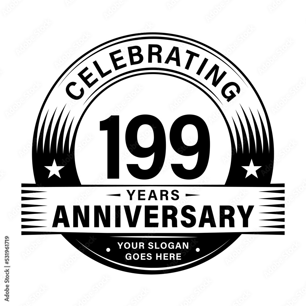 199 years anniversary celebration design template. 199th logo vector illustrations.
