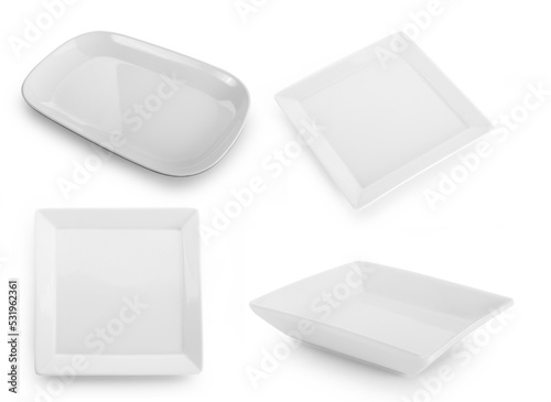 set of plate isolated on white background