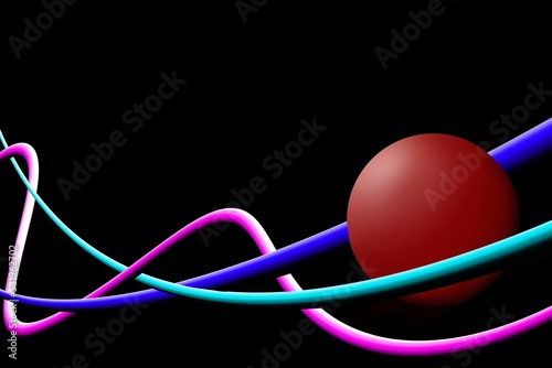3d circle and stripes on the dark background for wallpaper and homescreen