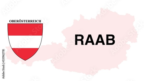 Raab: Illustration mit dem Ortsnamen der Österreichischen Stadt Raab im Bundesland Oberösterreich photo