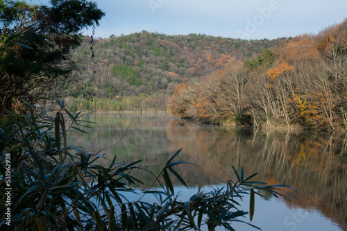 Obraz na płótnie 千丈寺湖(兵庫県)の夜明け w salonie