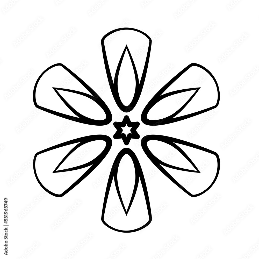 Black line art flower icon illustration, flower head outline decoration. Black line art flower icon illustration, flower head outline decoration.