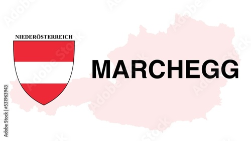 Marchegg: Illustration mit dem Ortsnamen der Österreichischen Stadt Marchegg im Bundesland Niederösterreich photo