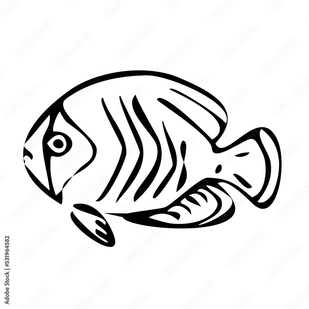 Fish black and white line art illustration PNG with transparent background. Fish black and white line art illustration PNG with transparent background.