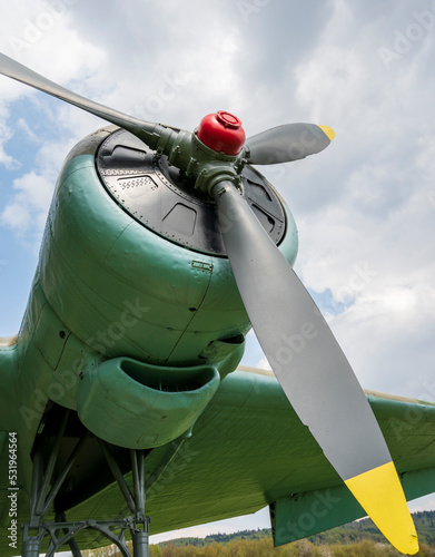 Engine of the Soviet military aircraft Lisunov Li-2. photo