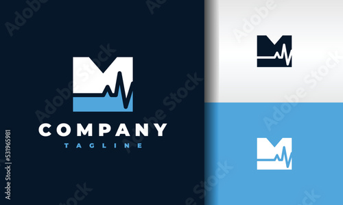 letter M heartbeat logo
