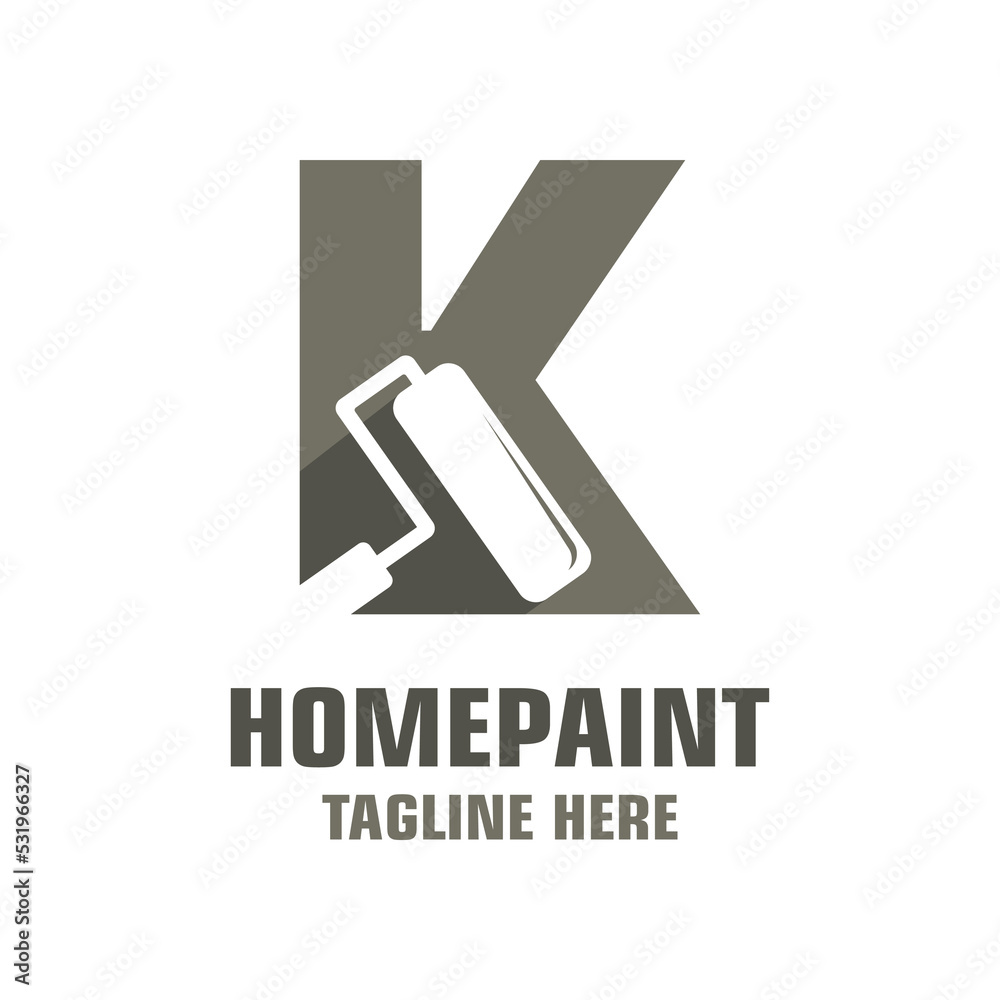 Letter K House Painting Logo Design Template Inspiration, Vector Illustration.