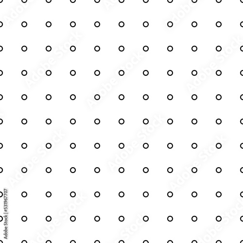 Square seamless background pattern from geometric shapes. The pattern is evenly filled with small black circle symbols. Vector illustration on white background