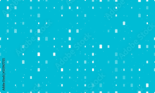 Seamless background pattern of evenly spaced white jar of jam symbols of different sizes and opacity. Vector illustration on cyan background with stars