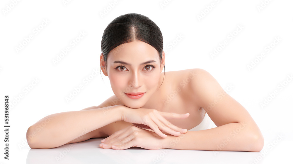 Beautiful young asian woman with clean fresh skin on white background, Face care, Facial treatment, Cosmetology, beauty and spa, Asian women portrait. Beautiful young asian woman with clean fresh skin on white background, Face care, Facial treatment, Cosmetology, beauty and spa, Asian women portrait.