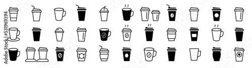 Print op canvas Coffee cup icon set