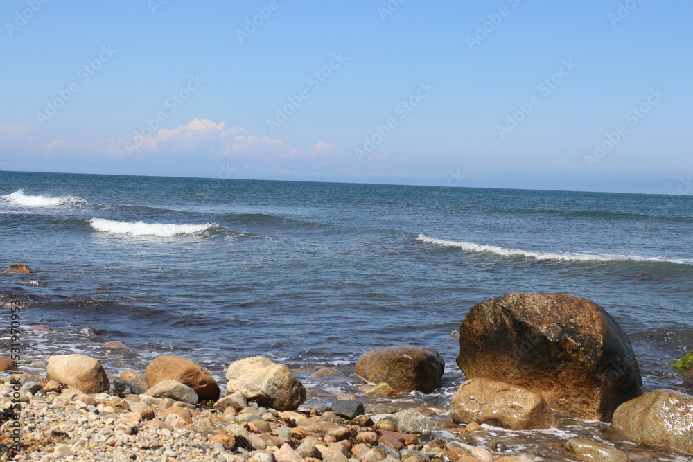 waves approach the shore at Montauk, NY