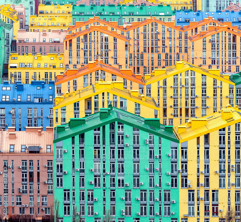 Colorful architecture background, residential district