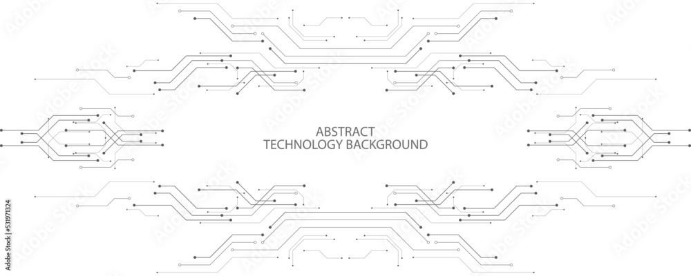 Gray and white technology background image Line design for communication connections in digital systems Hi-tech technology pattern Gray and white technology background image Line design for communication connections in digital systems Hi-tech technology pattern