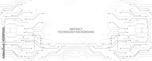 Gray and white technology background image Line design for communication connections in digital systems Hi-tech technology pattern