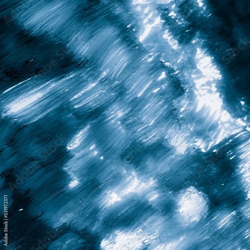 Acrylic Wash Background. Aqua Trace Brush. White Acrylic Paint Strokes. Blue Watercolor Material Textures. Dark Templates Grunge.
