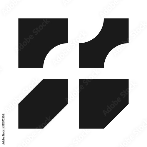 Corner Cut Square Shape Silhouette Icons