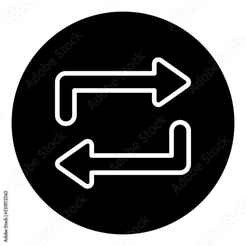 Glyph design icon of reversible arrows  photo