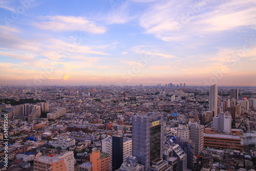 三軒茶屋にあるキャロットタワーから見る東京の夕景 © onosan