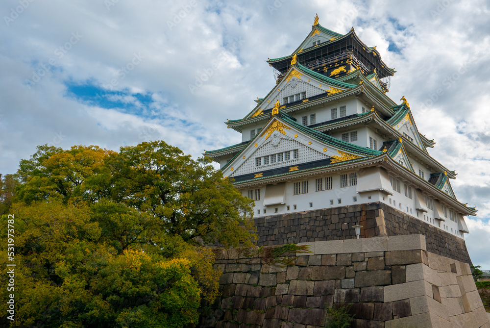 Osaka Castle Complex in autumn season in Osaka, Japan. Osaka Castle Complex in autumn season in Osaka, Japan.