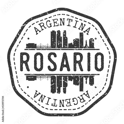Rosario, Santa Fe Province, Argentina Stamp Skyline Postmark. Silhouette Postal Passport. City Round Vector Icon. Vintage Postage Design.