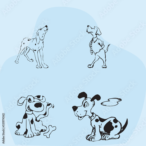 cute dog set, illustrative dogs, dog illustrations, photo