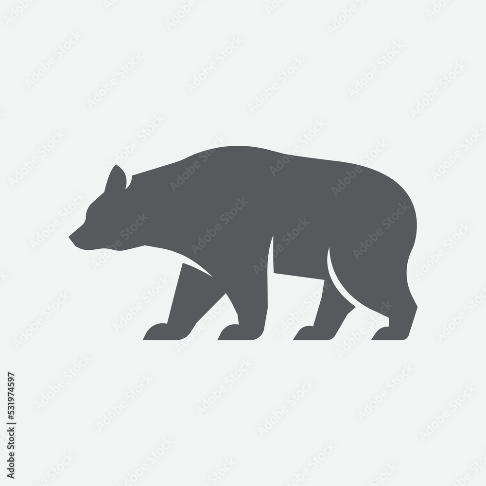 Fototapeta premium Bear animal illustration. Bear side view logo icon. Bear symbol.Vector illustration