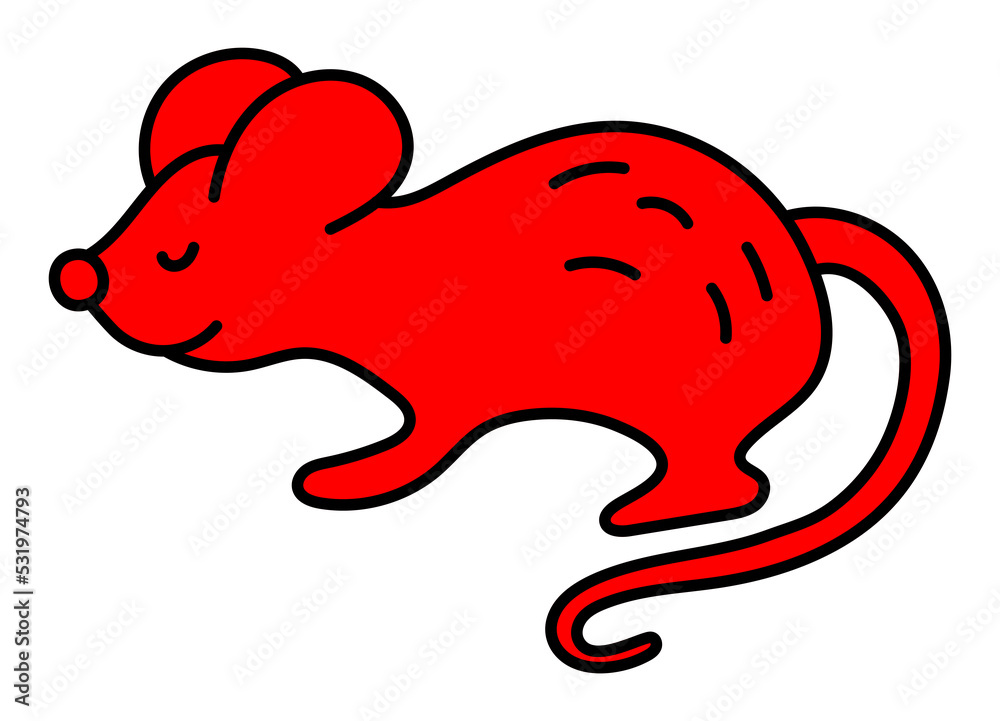Rat or mouse. Chinese horoscope 2032 year. Animal symbol illustration. Red doodle sketch Rat or mouse. Chinese horoscope 2032 year. Animal symbol illustration. Red doodle sketch