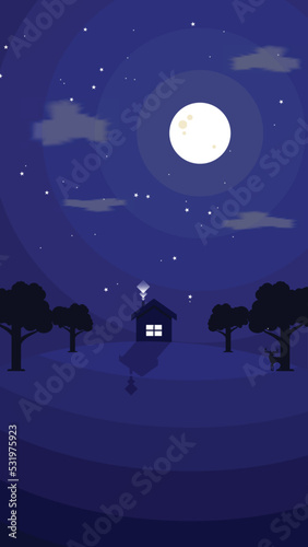 Lonely Blue Night Environment Design