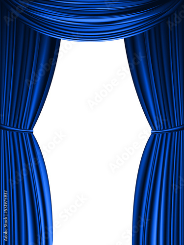 Blue curtain isolated on a white background - design element banner