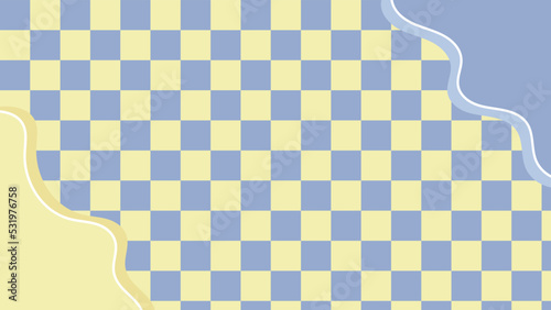 aesthetic cute pastel yellow and blue checkerboard, checkers modern frame backdrop illustration, perfect for wallpaper, backdrop, postcard, banner, background