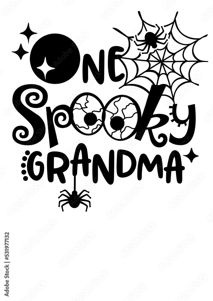 Fototapeta premium One spooky grandma vector design. Halloween decor. Moon, spider, svg file. Funny holiday files. Isolated transparent background.