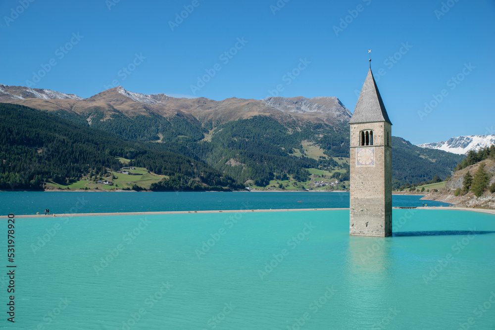 Kirchturm im Wasser am Reschensee