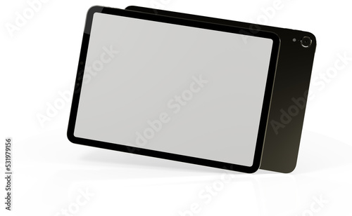 Modern black tablet computer isolated on white background. Tablet pc