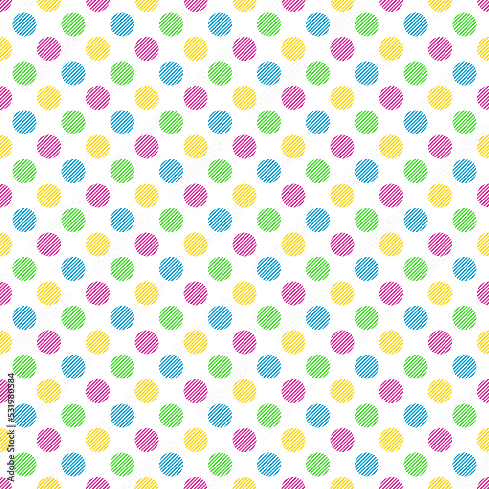 Abstract colorful dotted seamless pattern on white background for cool clothing, embroidery design, fabric, textile, cute wrapping paper, batik, curtain, carpet, abstract background, retro wallpaper