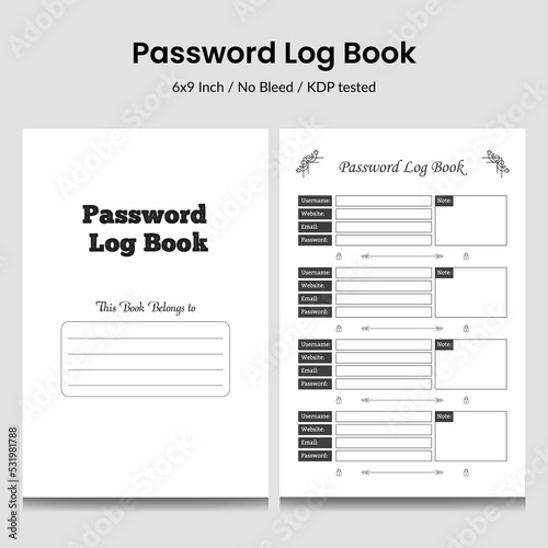 Password Log Book kdp tracker interior website information notebook.Logbook interior template.Password tracker.