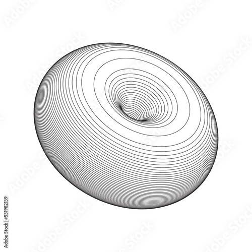 Abstract figure element sphere. Line mesh object. Isolated on white background.