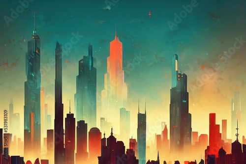 2d stylised painting like illustration of Concelho de Macau abstract city high quality abstract 2d ilustration. photo