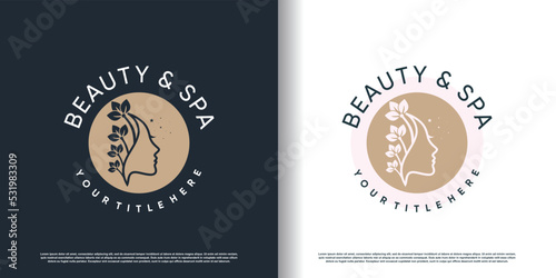 beauty logo design with modern concept premium vector