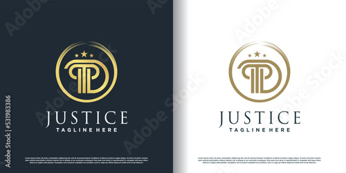 pilar logo icon with letter d concept premium vector