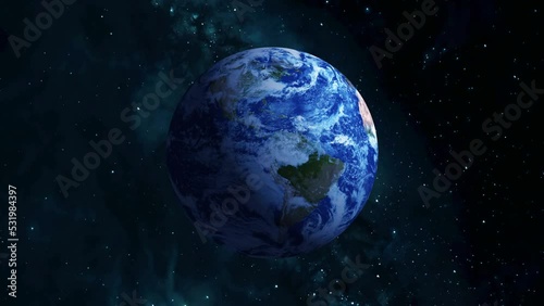 earth planet big to small animation  galaxy background 