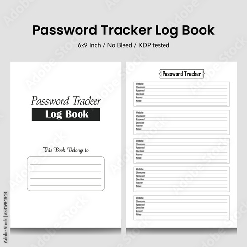 Password Tracker Log Book kdp tracker interior website information notebook.Logbook interior template.Password tracker.