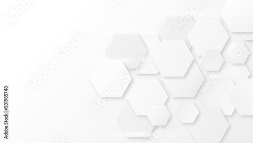 Fototapeta Naklejka Na Ścianę i Meble -  Abstract technology white concept geometric hexagon background. Vector illustration