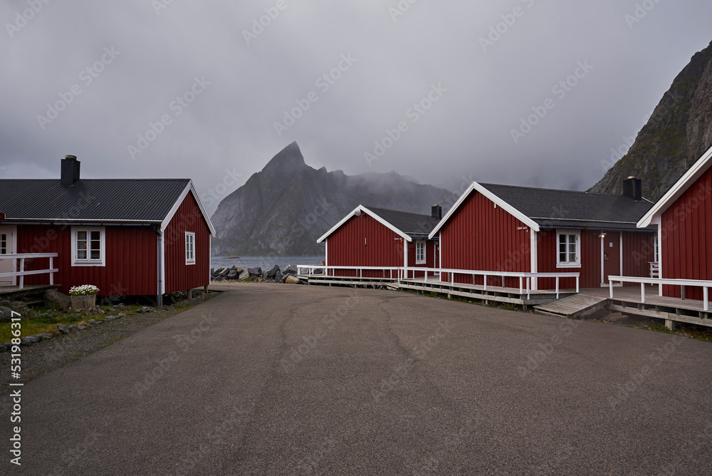 Red houses in Reine Lofoten Island in Norway