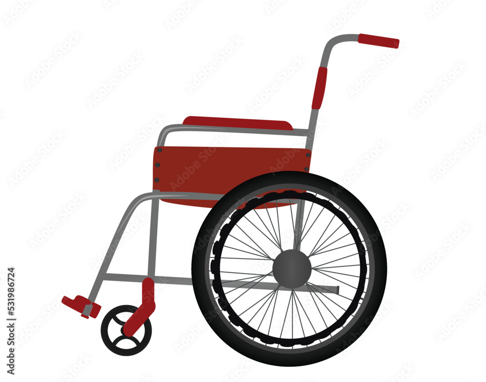 Red empty wheelchair. vector illustration Red empty wheelchair. vector illustration